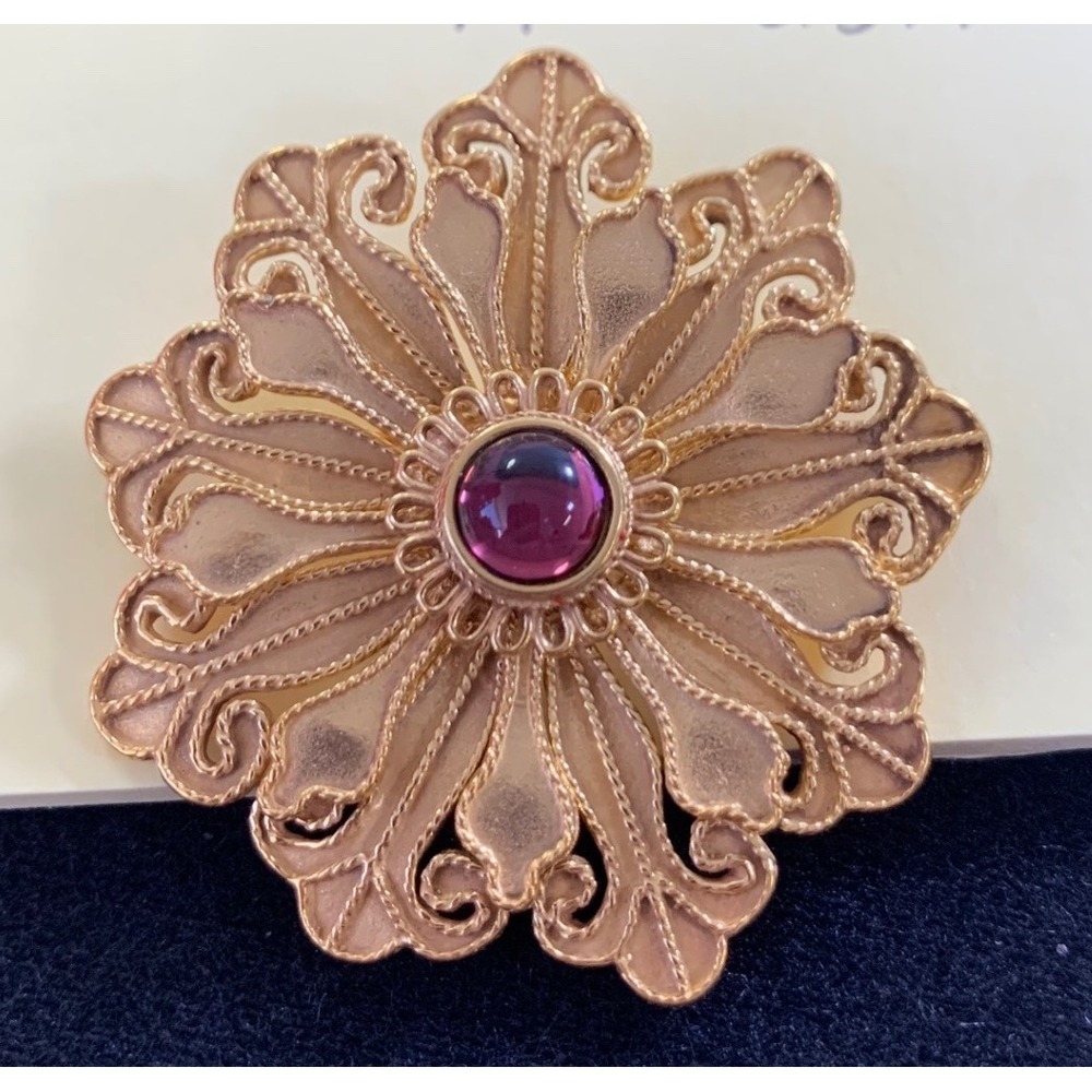 MMA Metropolitan Museum of Art Qing Dynasty Flower Pin Pendant 24K Gold Plated